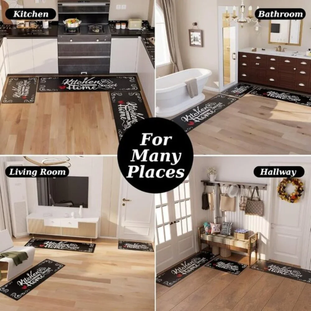 New 3Pcs Farmhouse Kitchen Rug Set, Non Slip Cushioned Waterproof Mats for Floor